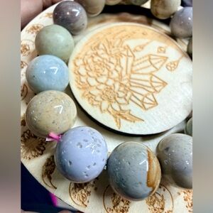 Alashan Agate Bracelet – 13mm Desert Pastel Beads – Natural Stone